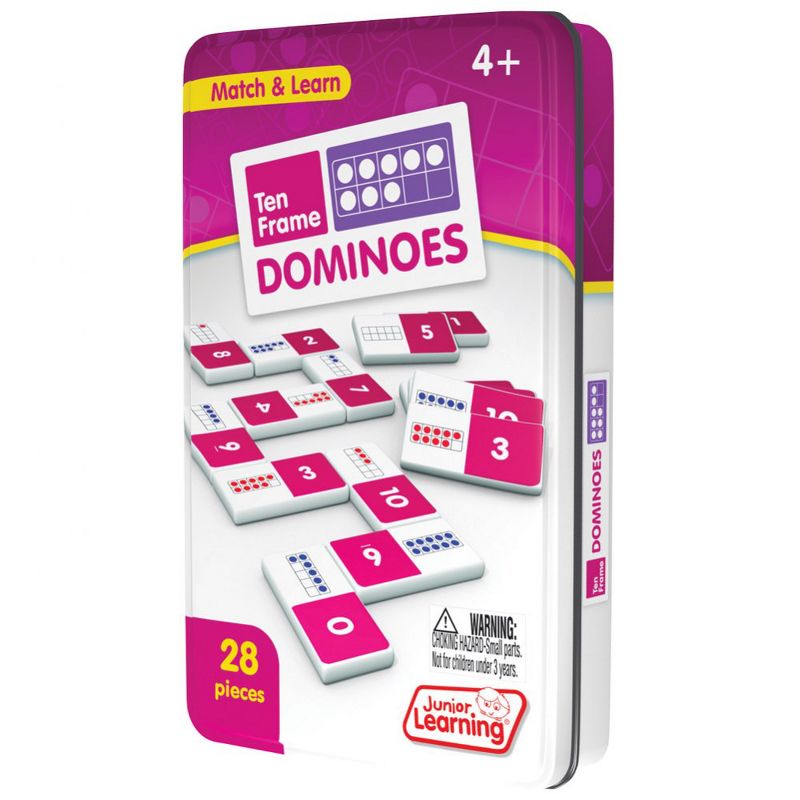 Junior Learning Ten Frame and First Words Dominoes Game Set - 56 Dominoes