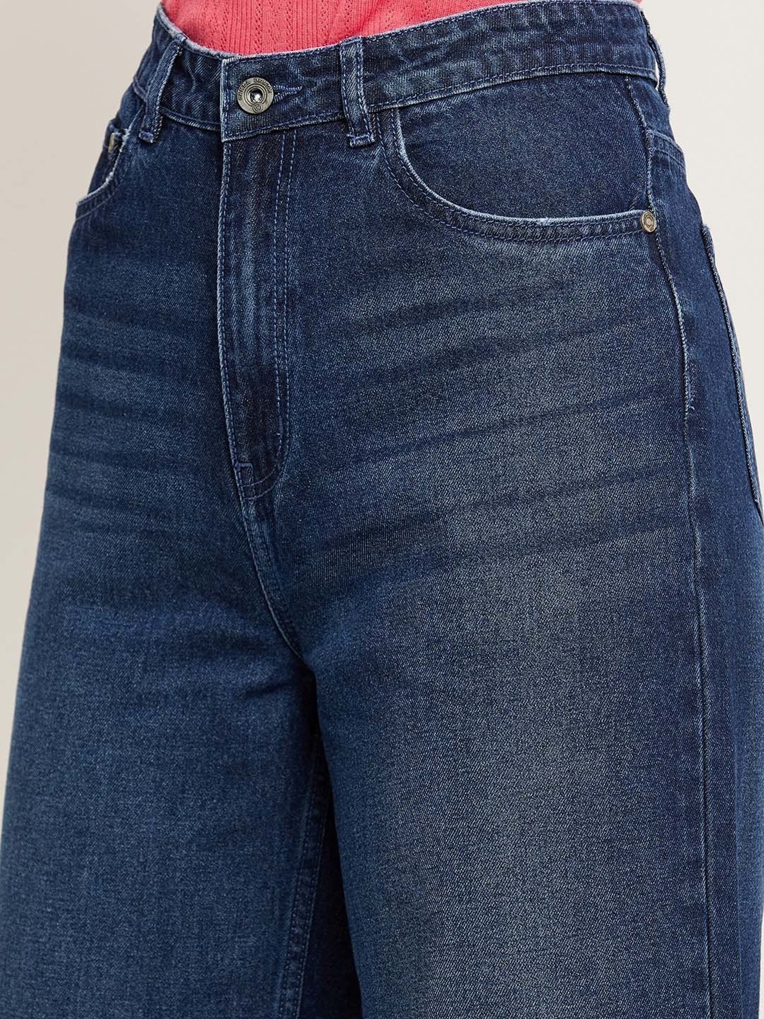 Camla Blue Cotton Mid Rise Jeans
