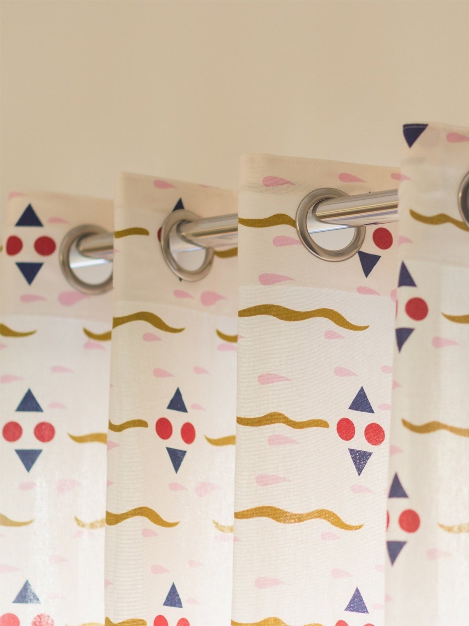 Urban Space Printed Pink & White Cotton 5 ft Boho Window Curtain