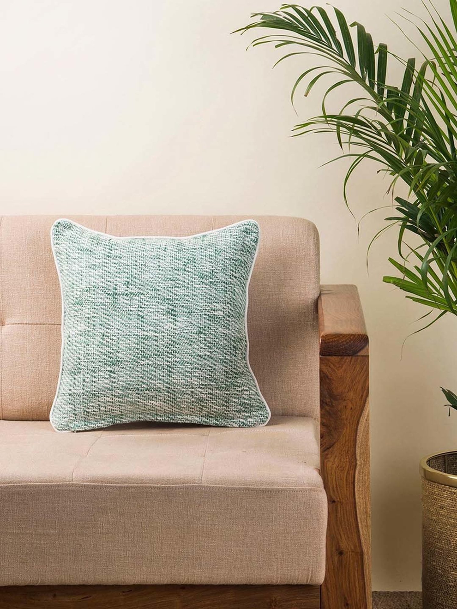 Fabindia Standalone Green Cotton Cushion Cover