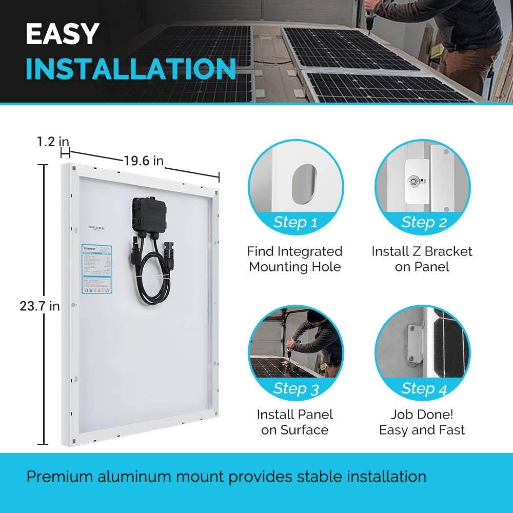 Renogy 50W Monocrystalline 12V Solar Panel Kit with 10A 12/24V PWM LCD Charge Controller, 5V USB Ports, for RVs,Boats,Trailers,Sheds,Cabins and Any Off Grid System