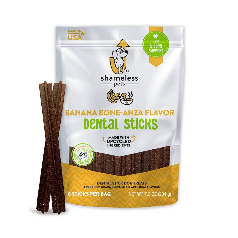 Shameless Pets Banana Flavor Dental Stick Dog Treats - 8ct