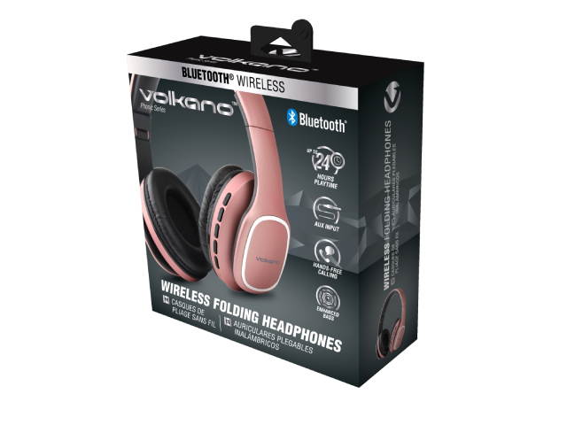 Volkano Wireless Headphones, 24 Hour Playtime Immersive Sound, Audifonos Inalambricosa Foldable Hands-Free Headset, FM Radio and Micro SD Card Slot, Android Compatible [Blue] - Phonic Series