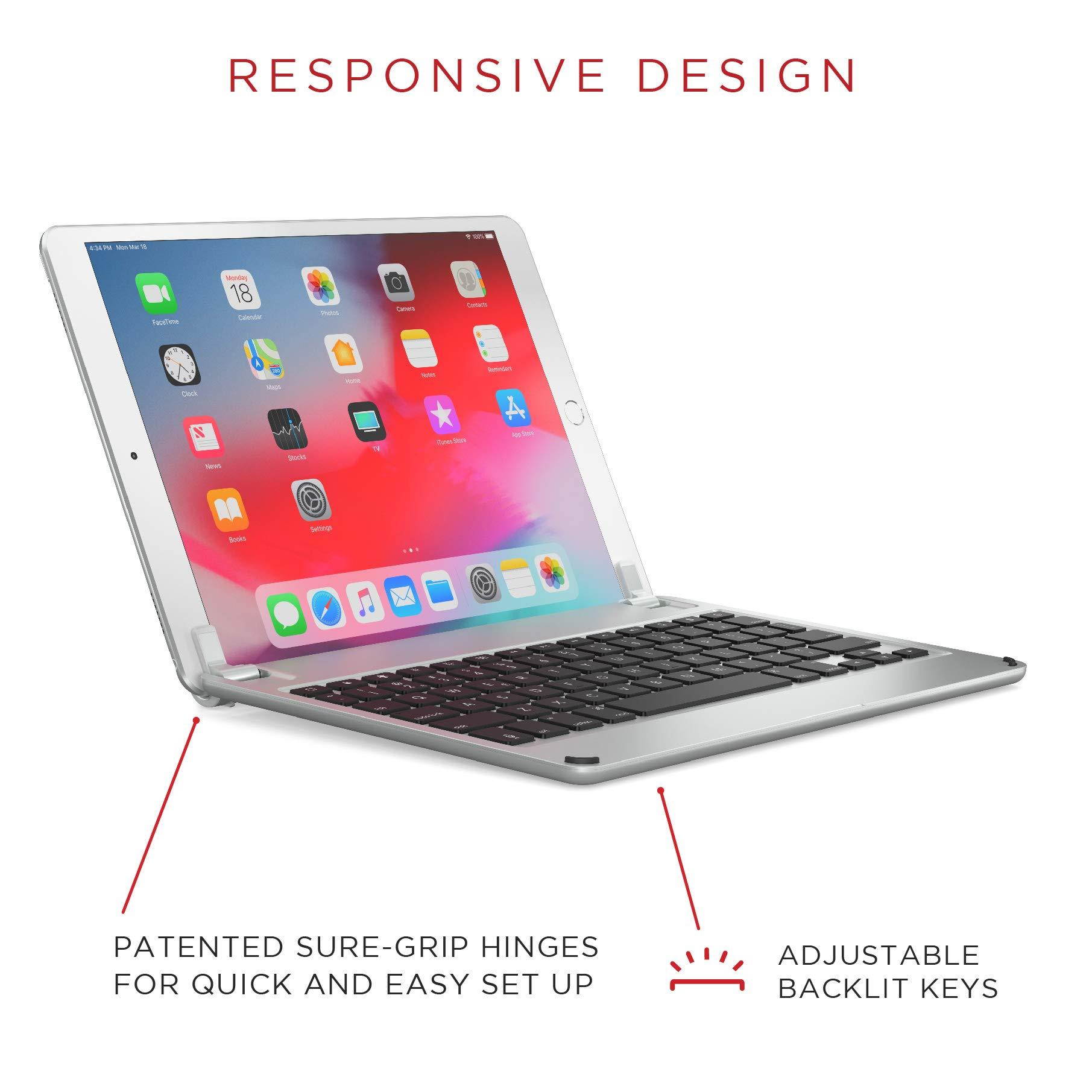 Brydge 10.5 Keyboard for iPad Air (2019) and iPad Pro 10.5-inch | Aluminum Bluetooth Keyboard with Backlit Keys (Silver)