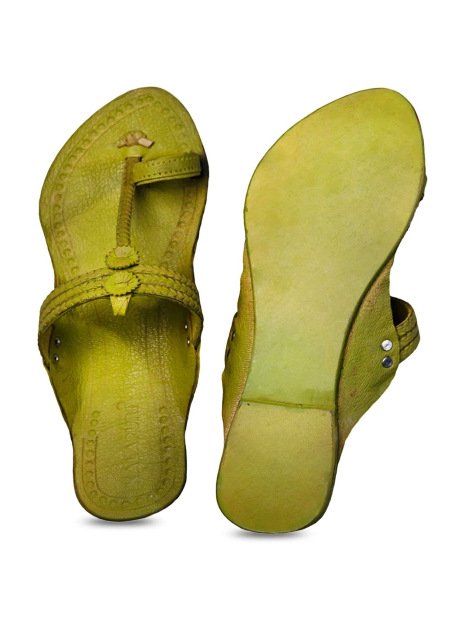 Kalapuri Women's Forest Green Kolhapuri Sandals