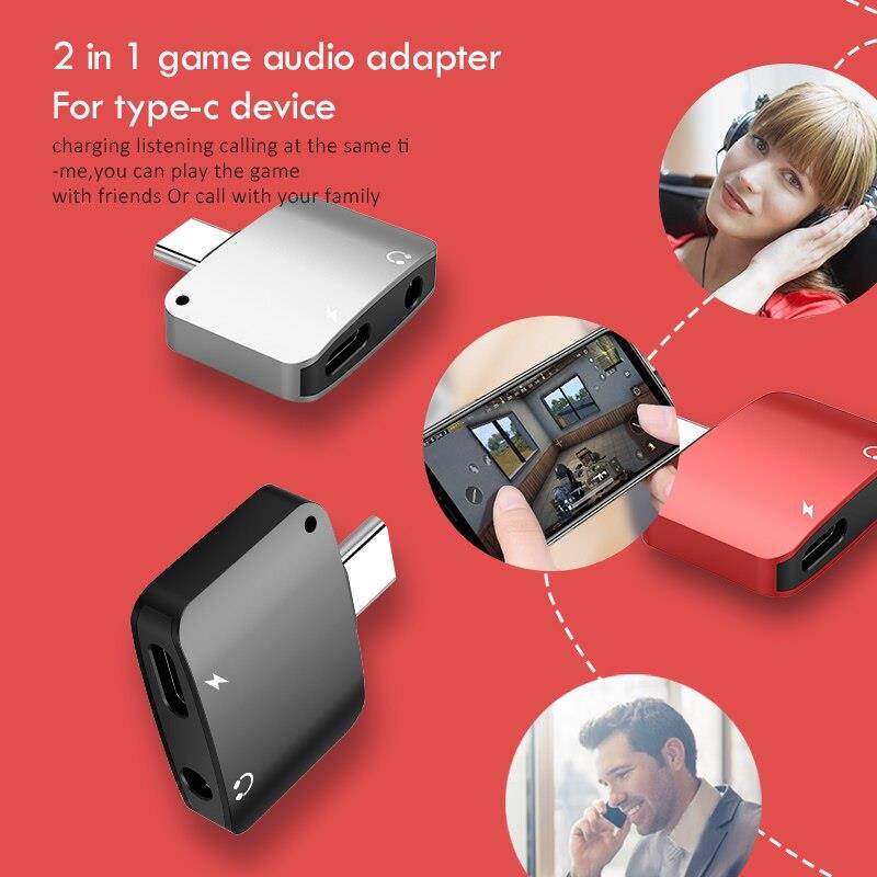 2 in 1 USB Type C to 3.5mm Aux Splitter For Xiaomi Huawei P10 Mate 20 Jack Earphone Adapter Charge Headphone Connecter