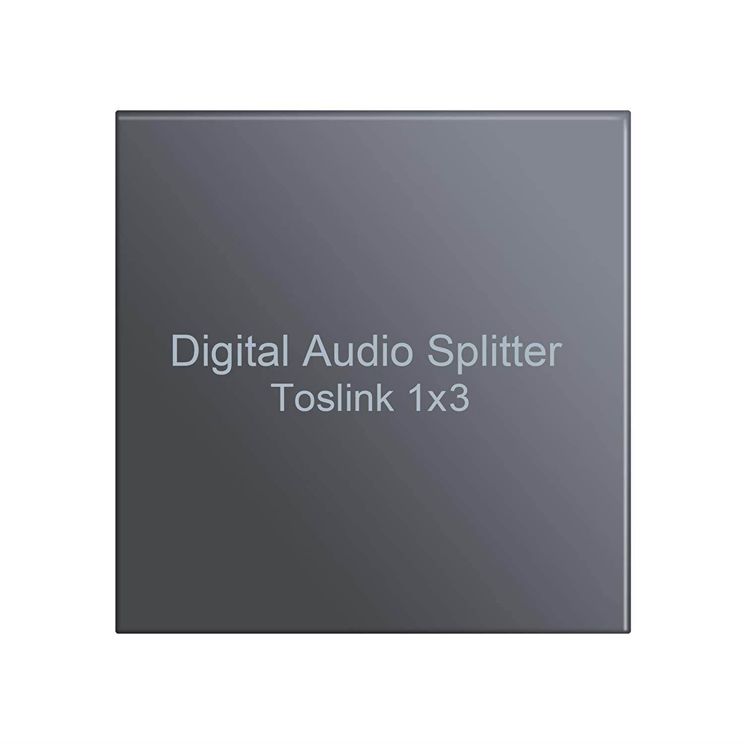 LiNKFOR Digital Optical Audio 1x3 Splitter Digital SPDIF Toslink Optical Fiber Audio Splitter 1 in 3 Out Aluminum Alloy with Optical Cable Support 5.1CH Dolby-AC3 DTS for PS3 Xbox Blue-Ray DVD HDTV