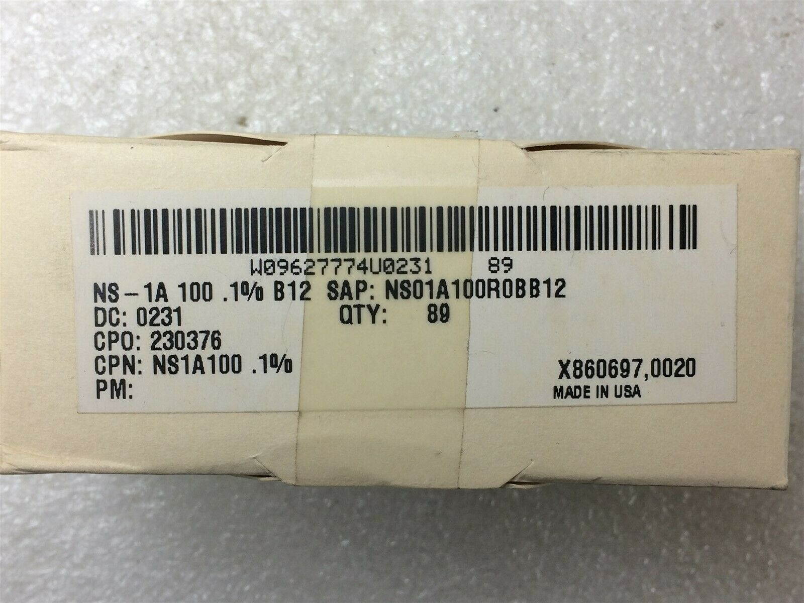 NS01A100R0BB12 VISHAY Res Wirewound 100 Ohm 0.1% AXL Thru-Hole 2 PIECES