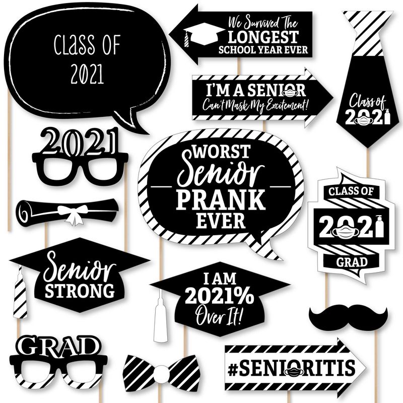 Big Dot of Happiness Senior Strong - Class of 2021 Graduation Party Photo Booth Props Kit - 20 Count