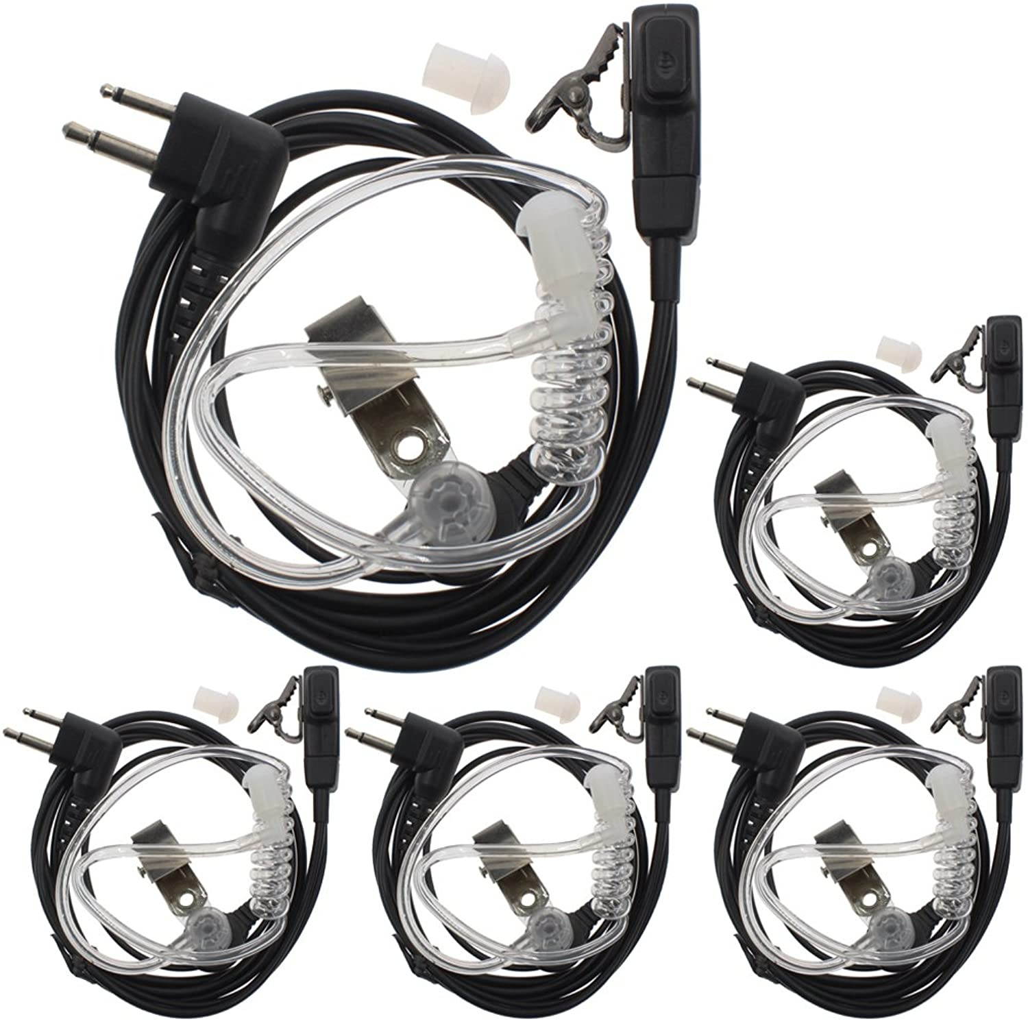 Aoer 5 Pack Covert Acoustic Tube Earpiece 2 PIN for Motorola Radio