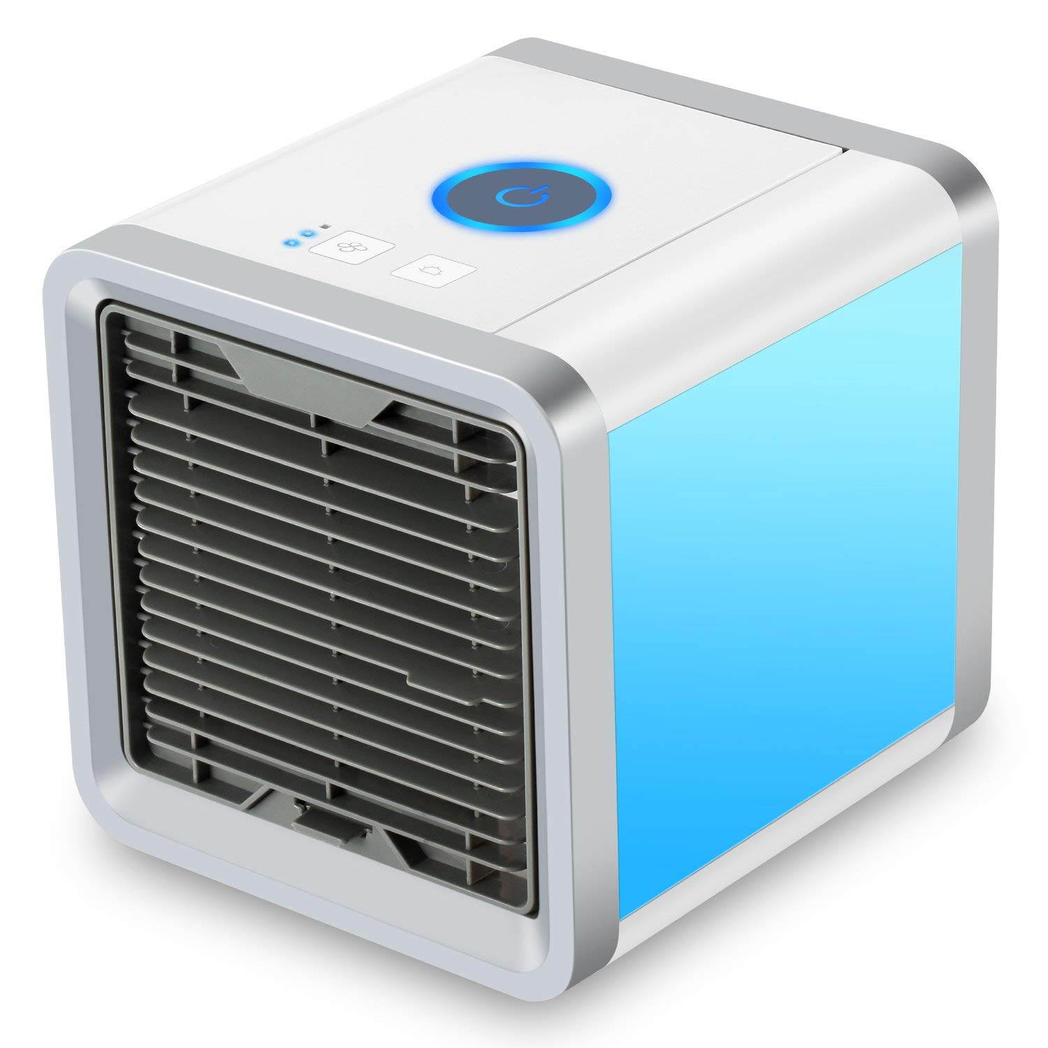 Fitfirst Personal Space Air Cooler, 3 in 1 USB Mini Portable Air Conditioner, Humidifier, Purifier and 7 Colors Nightstand, Desktop Cooling Fan for Office Home Outdoor Travel