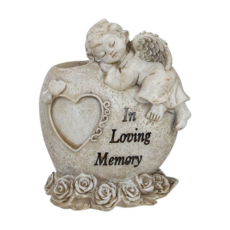 Northlight 6.5" Religious "In Loving Memory" Sleeping Angel Bereavement Outdoor Patio Garden Statue - Gray