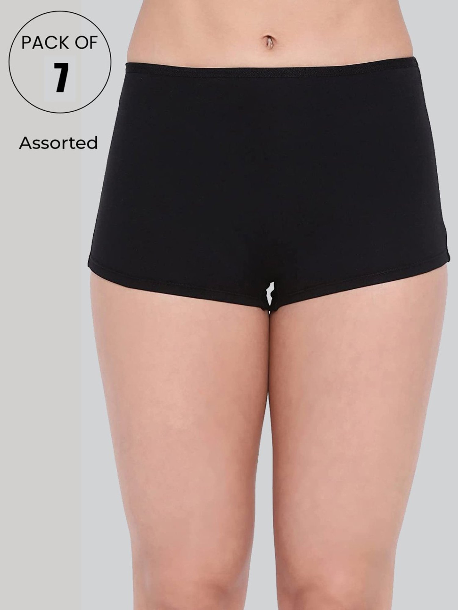 Lyra Assorted Color Cotton Boy Shorts Panties - Pack Of 7