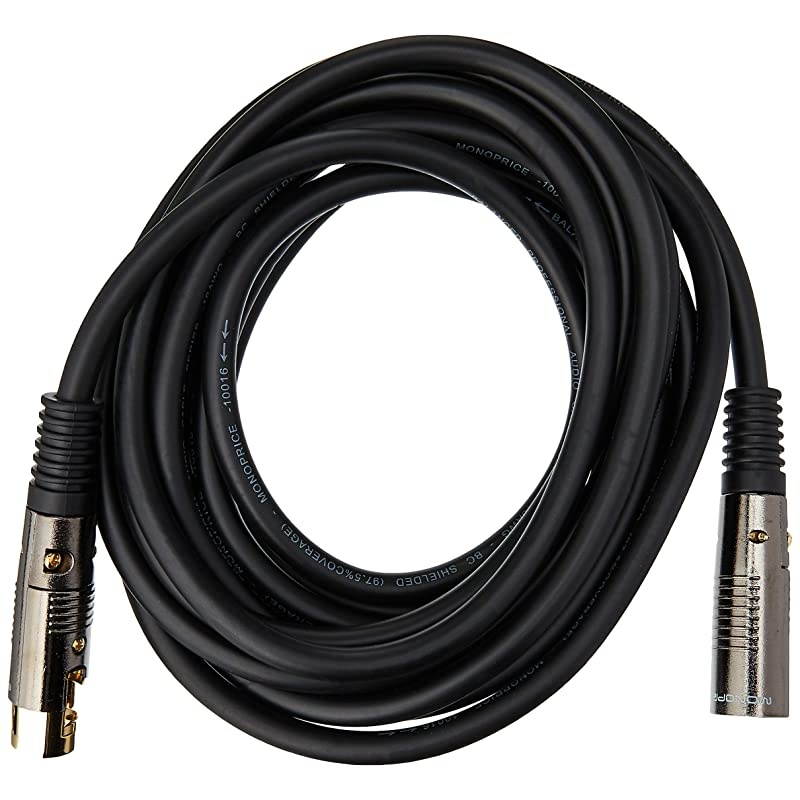 Premier Series XLR Male to XLR Female 15Ft Black Gold Plated | 16AWG Copper Wire conductors Microphone Interconnect