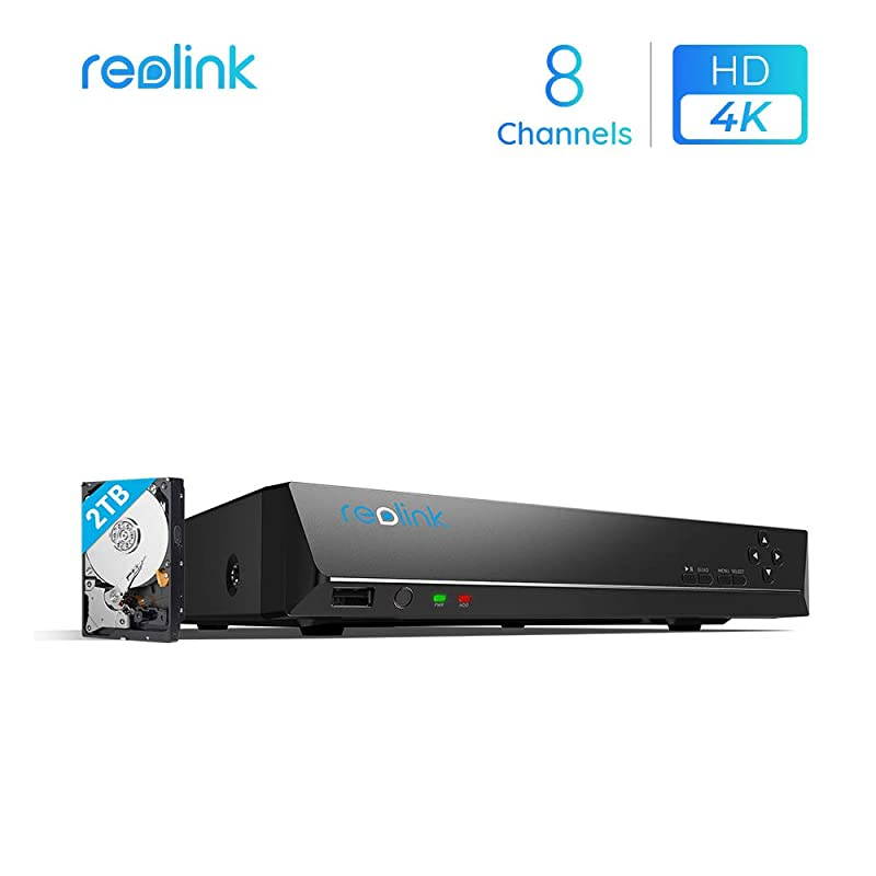 4K PoE NVR 8 Channel Preinstalled 2TB Hard Drive 4K5MP4MP1080P HD 247 Surveillance Recording Home Security Camera System Video Recorder RLN8410