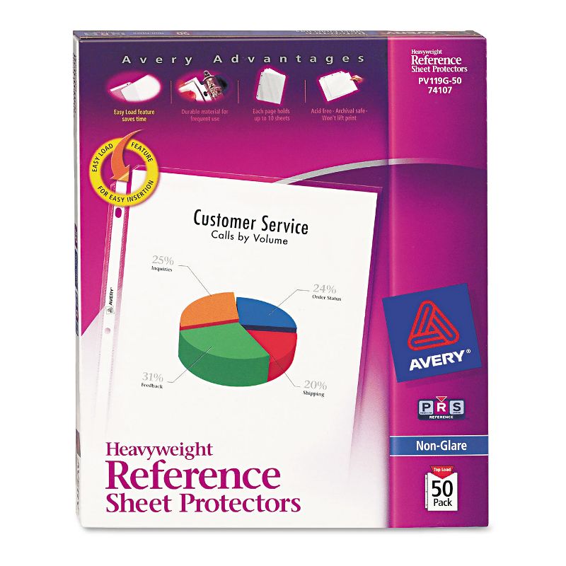 Avery Top-Load Poly Sheet Protectors Heavy Gauge Letter Nonglare 50/Box 74107