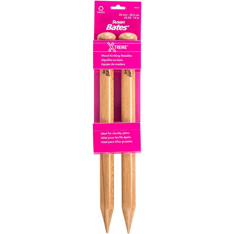 Susan Bates X-Treme Wood Single Point Knitting Needles 14"-Size 50/25mm