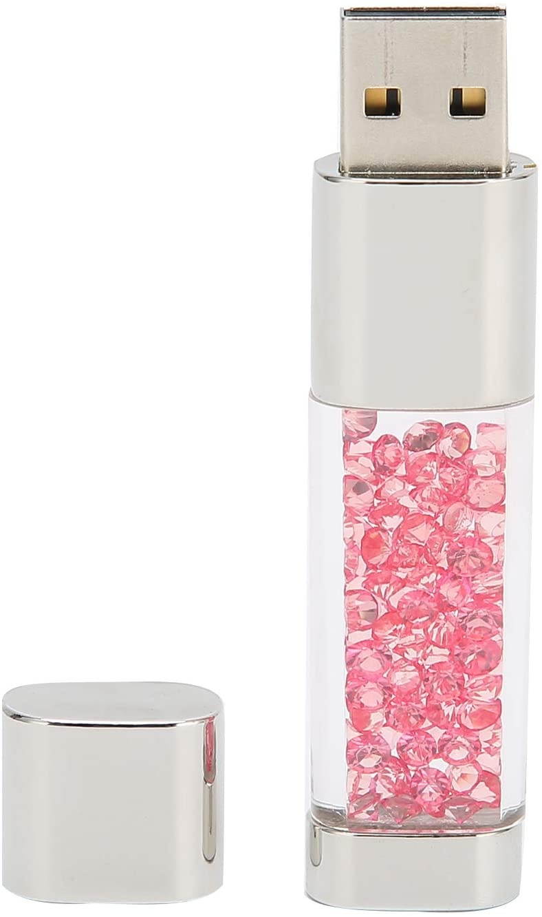 01 USB Flash Drive, U Disk Wear-Resistant High Speed (Spot-Crystal Rose Red, 32GB)