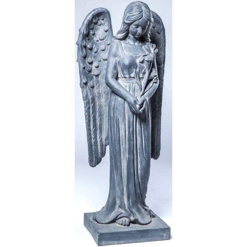 37&#34; Indoor/Outdoor Resin Standing Angel Garden Statue Gray - Alfresco Home LLC
