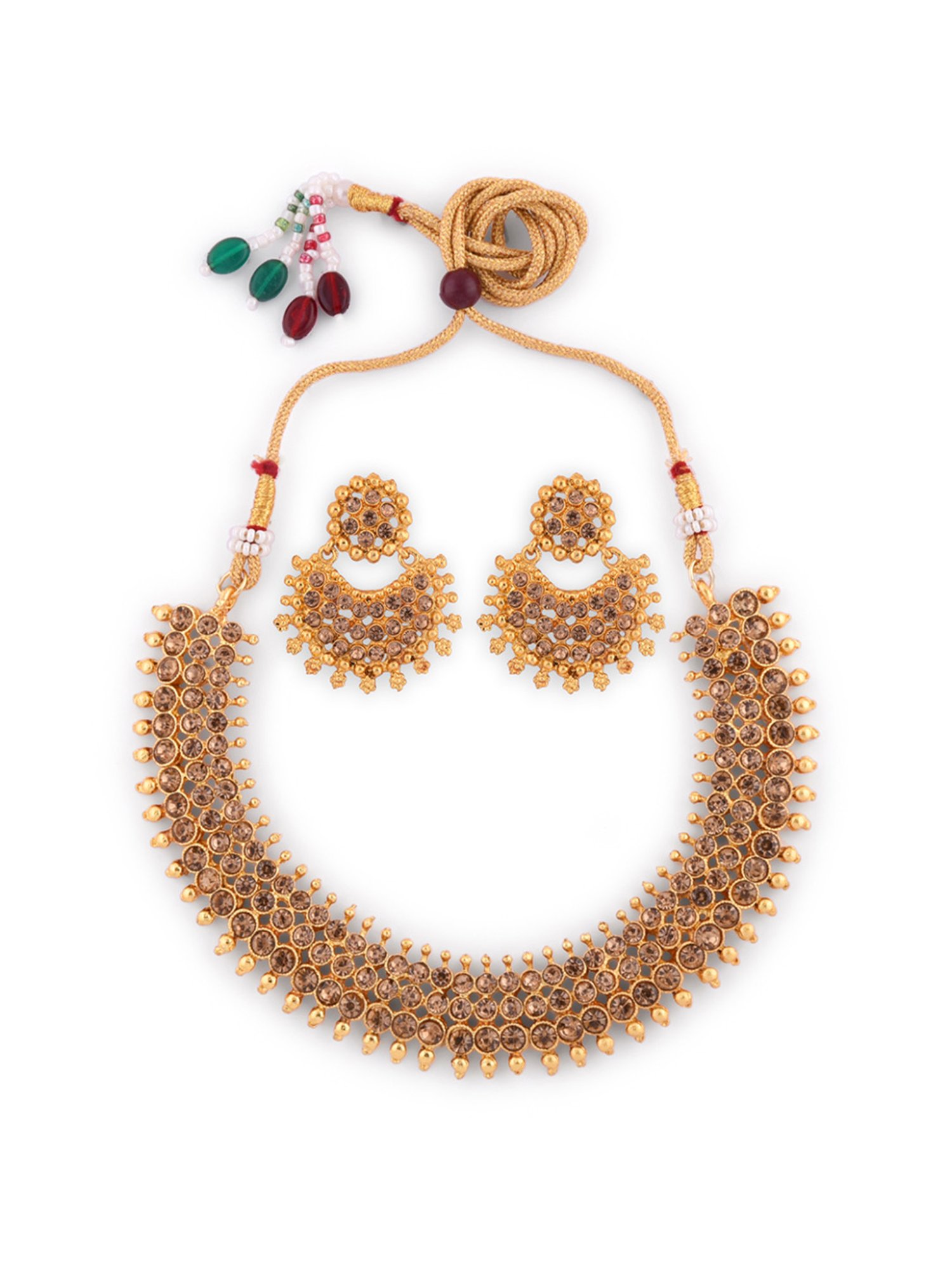Fida Ethnic South Indian Antique Golden Jewellery Set