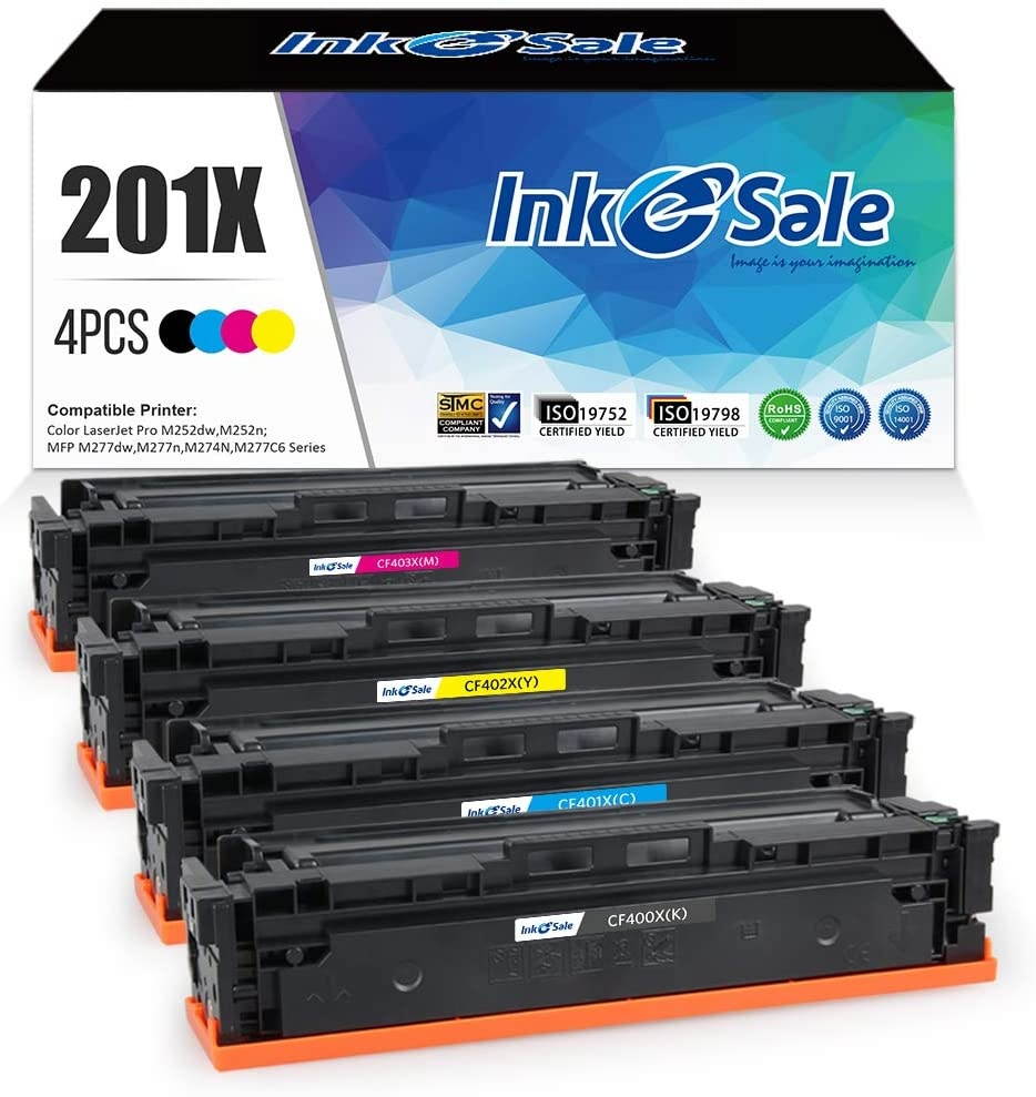 INK E-SALE Replacement for CF400X CF401X CF402X CF403X 201X CF400A Toner Cartridge for use with Color LaserJet Pro MFP M277dw M252dw MFP M277n M252n Printer, 4 Pack