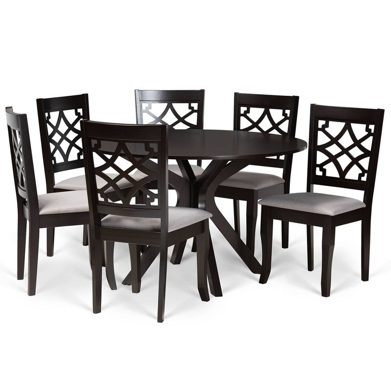 7pc Elena Dining Set Gray/Dark Brown - Baxton Studio