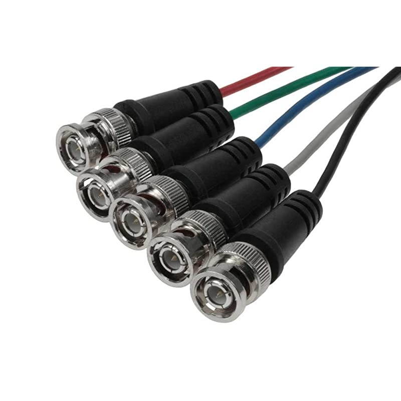 10Ft 10 Feet Coaxial HD15 VGA to 5 BNC RGBHV Male to Male Cable with Ferrites