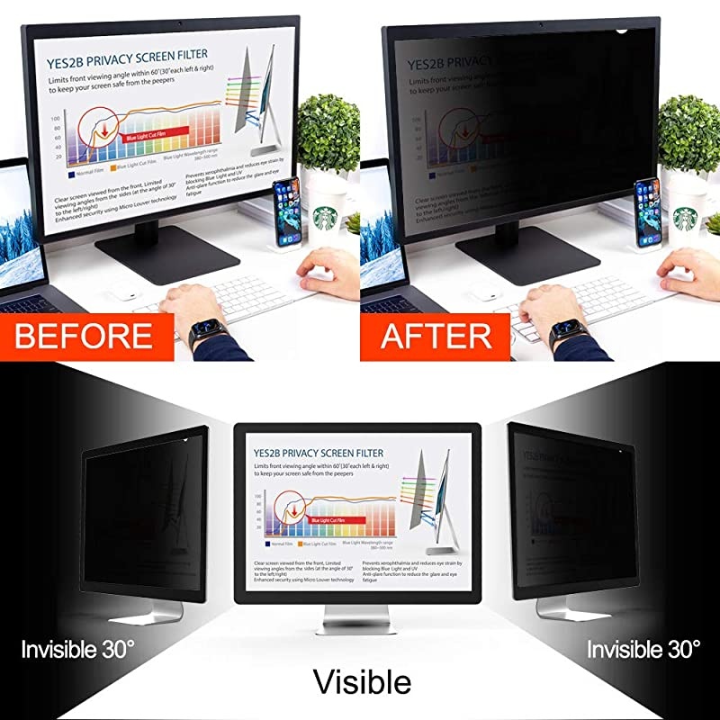 23 Inch Monitor Privacy Screen Filter for 169 Widescreen Display Computer Desktop AntiSpy AntiBlue Light and AntiGlare Protector Made in Korea