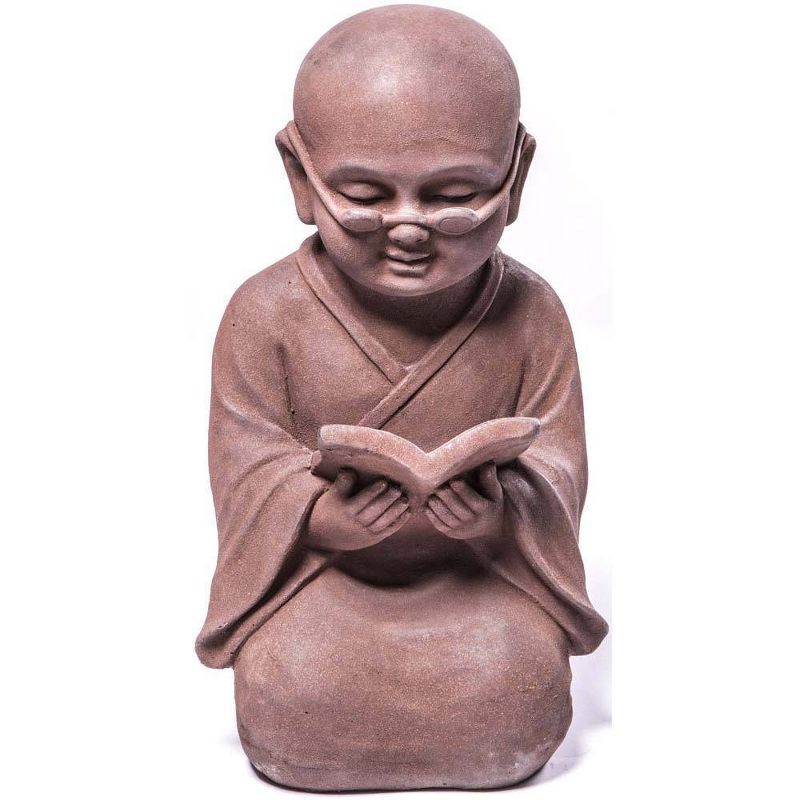 17.25&#34; Indoor/Outdoor Resin Reading Buddha Garden Statue Brown - Alfresco Home LLC