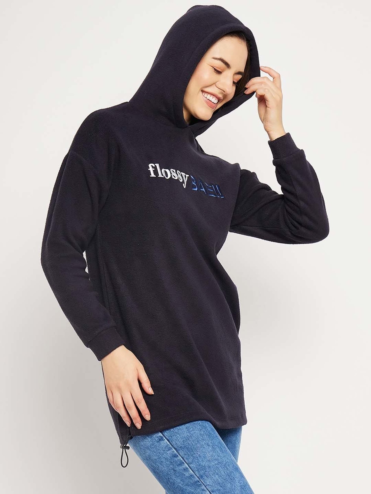 Camla Navy Printed Hoodie