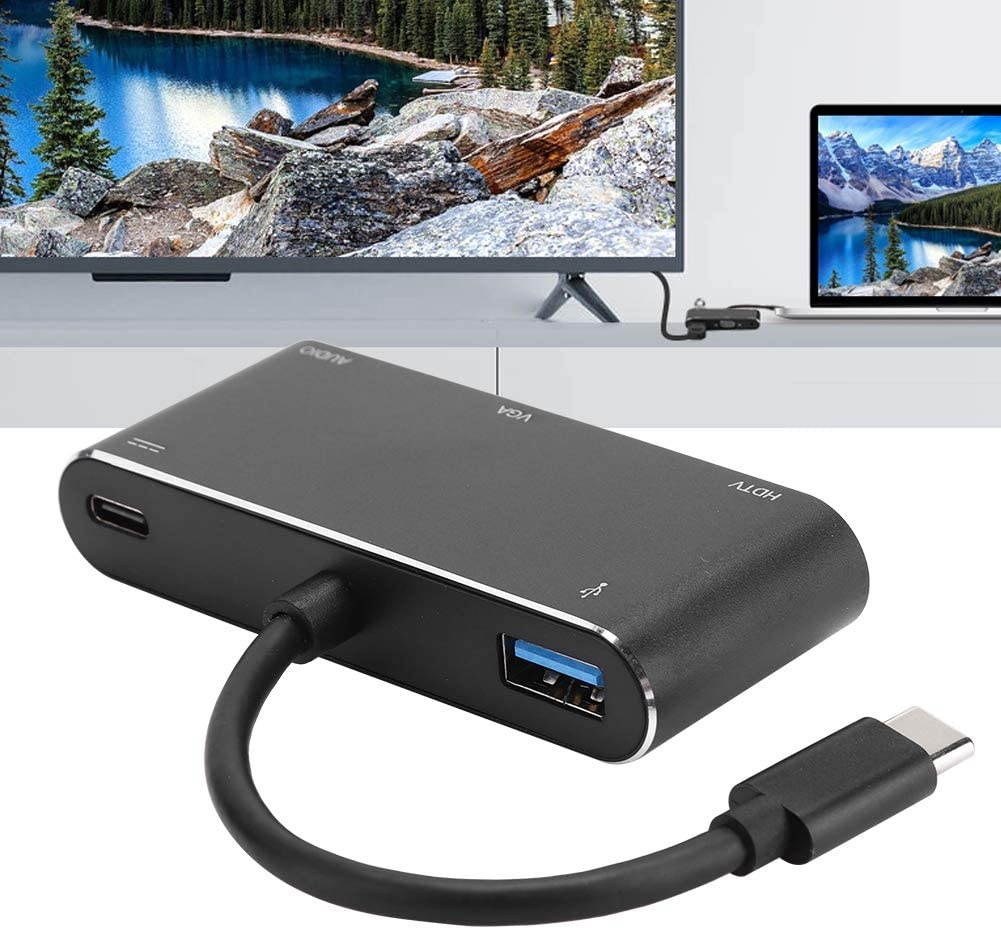 01 USB Docking Station, USB Docking Station Portable Stable Gigabit Ethernet Type-C 5-in-1 Anti-Impact Type-C Docking Station, for Mobile Phone Computer Windows