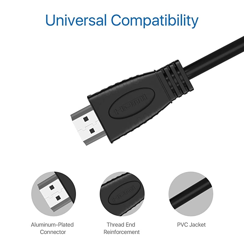 4K HDMI Cable HD 6FT(2m), 4K HDR, 3D,2160P,1080P Silver Plated High Speed Audio Ethernet Cable, Compatible for UHD TV,Blu-ray,Xbox,PS4,PS3,PC,Fire TV