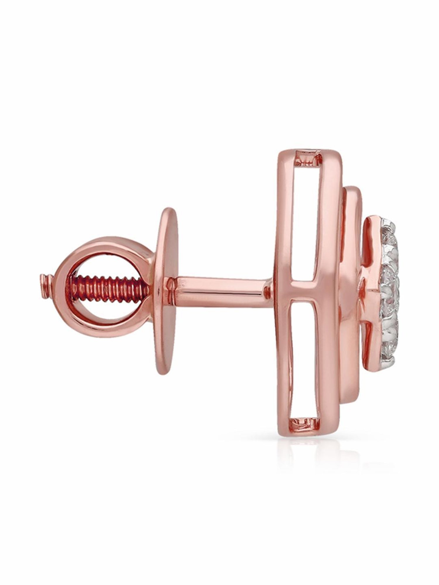 Malabar Gold and Diamonds 18k IGI Certified Diamond Rose Gold Stud Earrings for Women