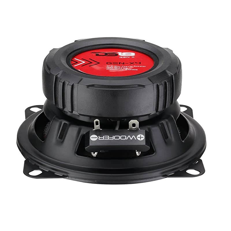 GEN-X4 Coaxial Speaker - 4", 2-Way, 120W Max, 40W RMS, Black Paper Cone, Mylar Dome Tweeter, 4 Ohms - Clarity Unparalled by Other Speakers in Their Class (2 Speakers)