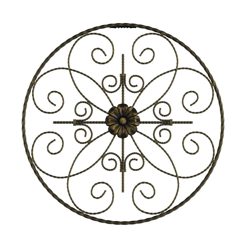 14" Round Medallion Metal Wall Art Almost Black - Lavish Home