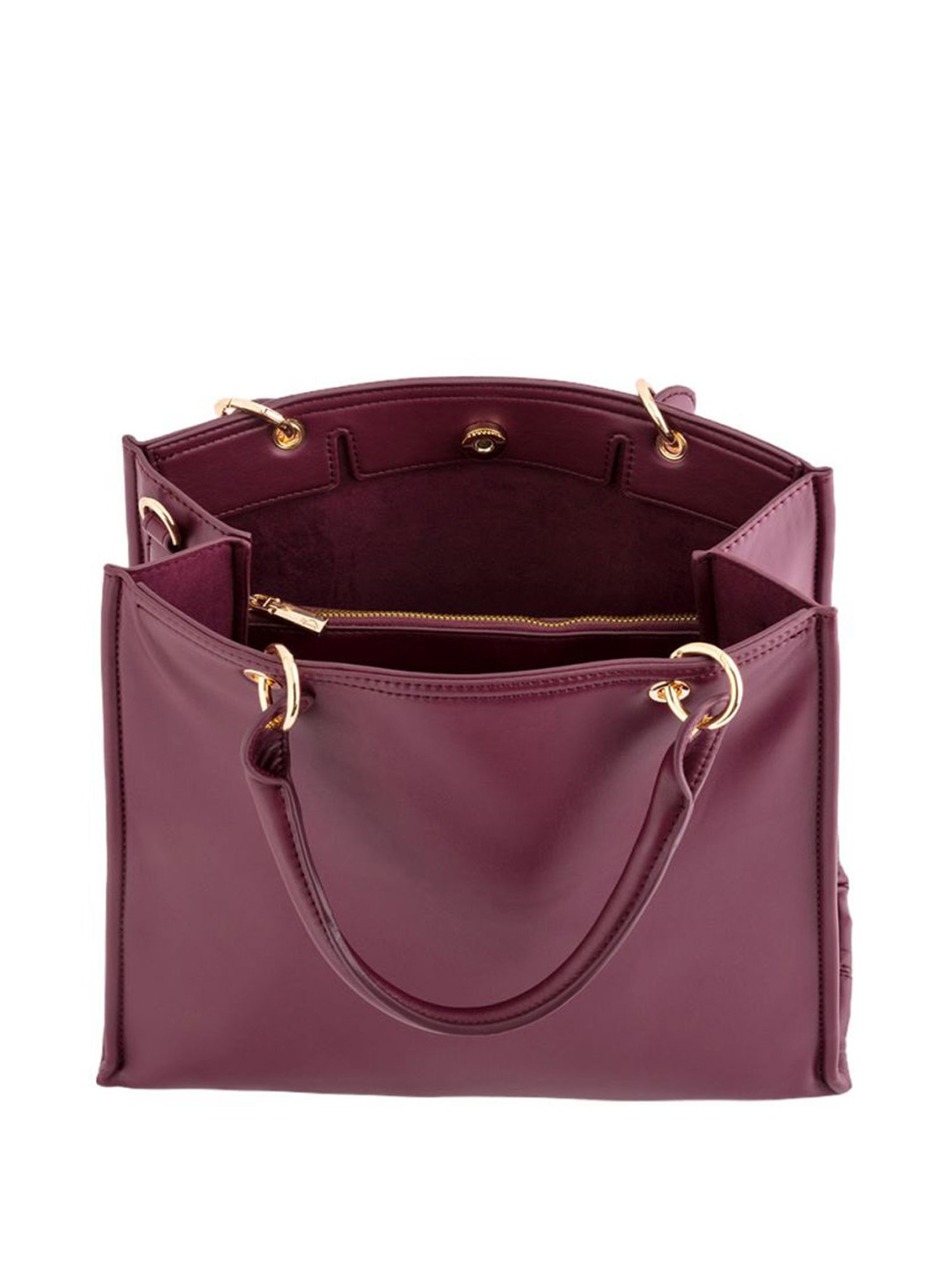 Carpisa Artemisia Plum Faux Leather Solid Handbag with Pouch