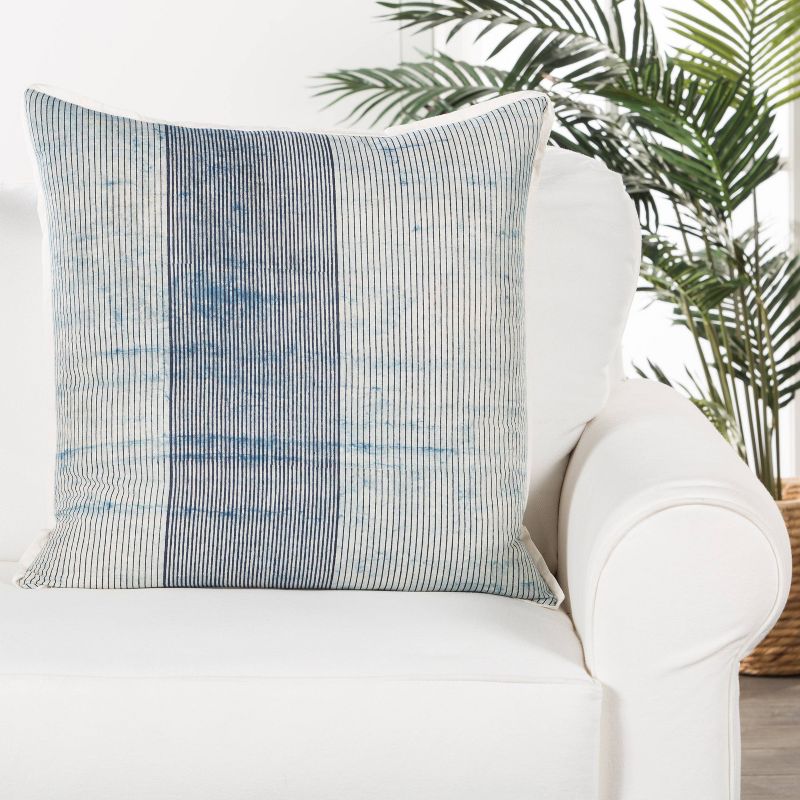 22&#34;x22&#34; Oversize Alicia Handmade Striped Poly Filled Square Throw Pillow Blue/White - Jaipur Living