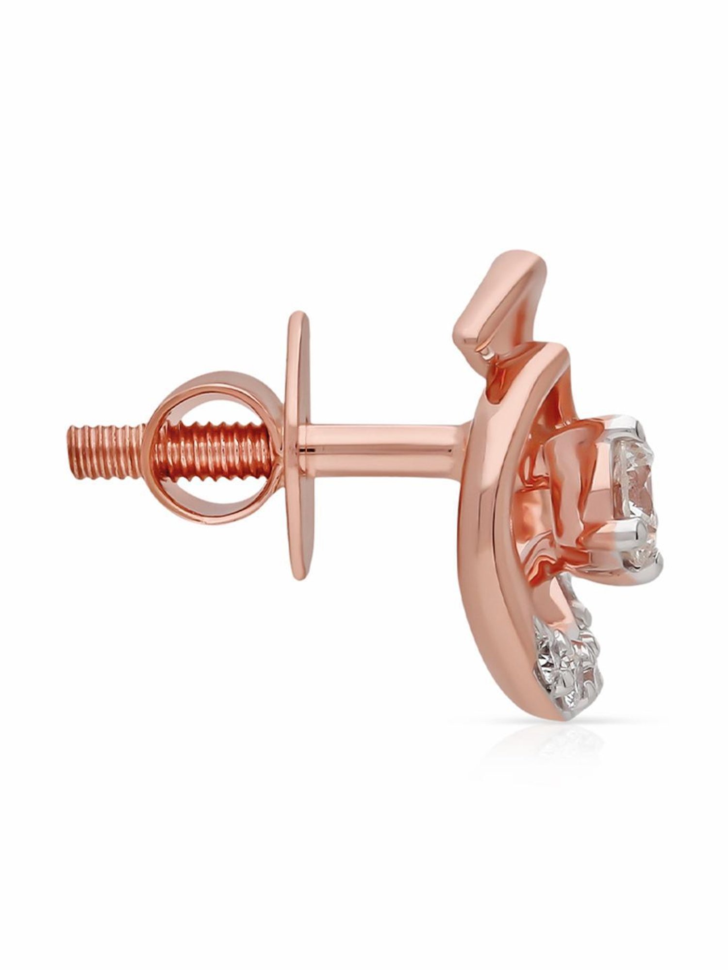 Malabar Gold and Diamonds 18k IGI Certified Diamond Rose Gold Stud Earrings for Women