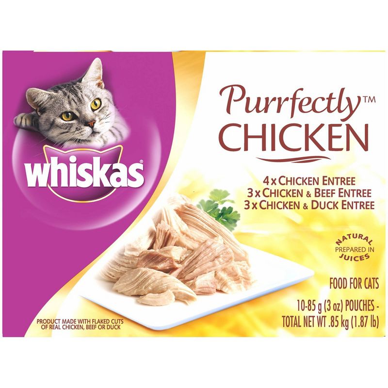 Whiskas Purrfectly Chicken Prepared In Natural Juices Wet Cat Food - 3oz/10ct Variety Pack