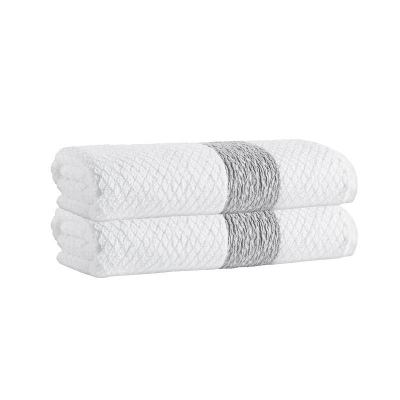 2pc Anton Turkish Cotton Bath Towel Set White - Enchante Home