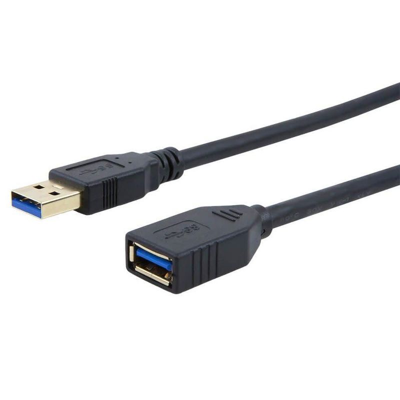 Monoprice USB 3.0 Type-A Male to Type-A Female Extension Cable - 3 Feet - Black | Use with PlayStation, Xbox, Oculus VR, USB Flash Drive, Card Reader,