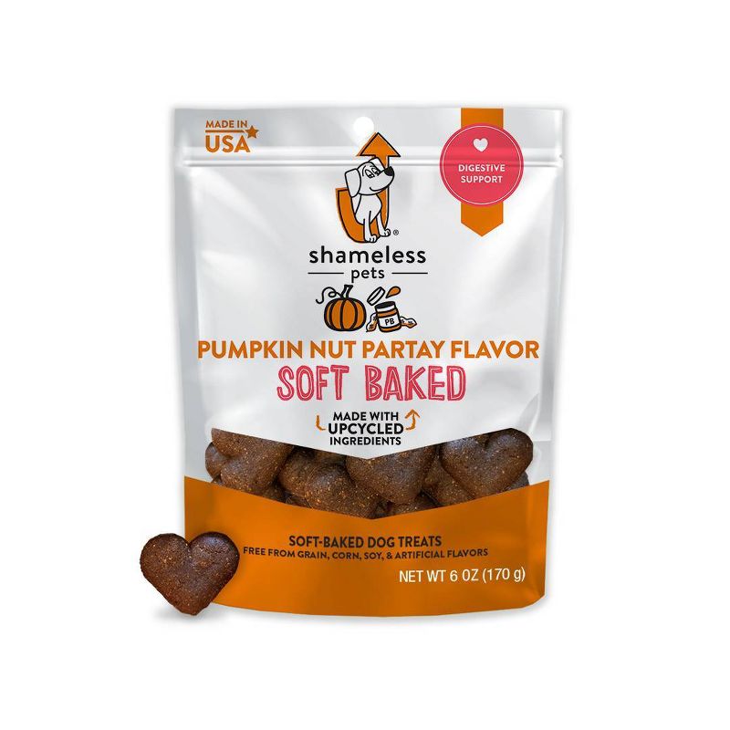 Shameless Pets Pumpkin Nut Partay Flavor Soft Baked Chewy Dog Treats - 6oz