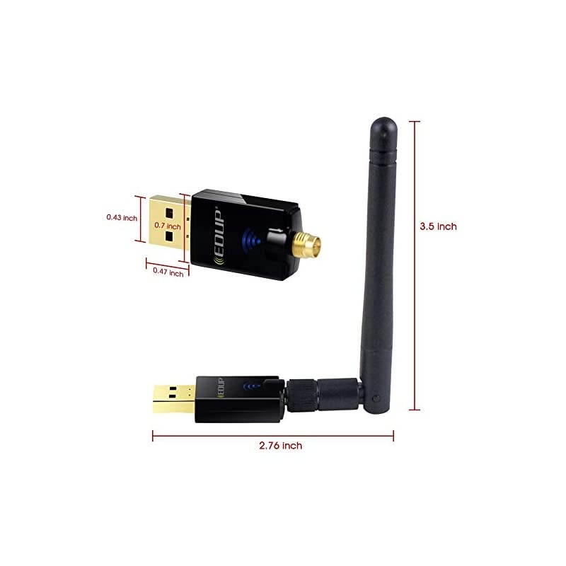 WiFi Adapter Wireless Network Adapters AC 600Mbps Dual Band 24G58Ghz WiFi Dongle with External Antenna for Laptop Desktop PC Compatible with Windows 108187XPVista Mac OS X 106~10153