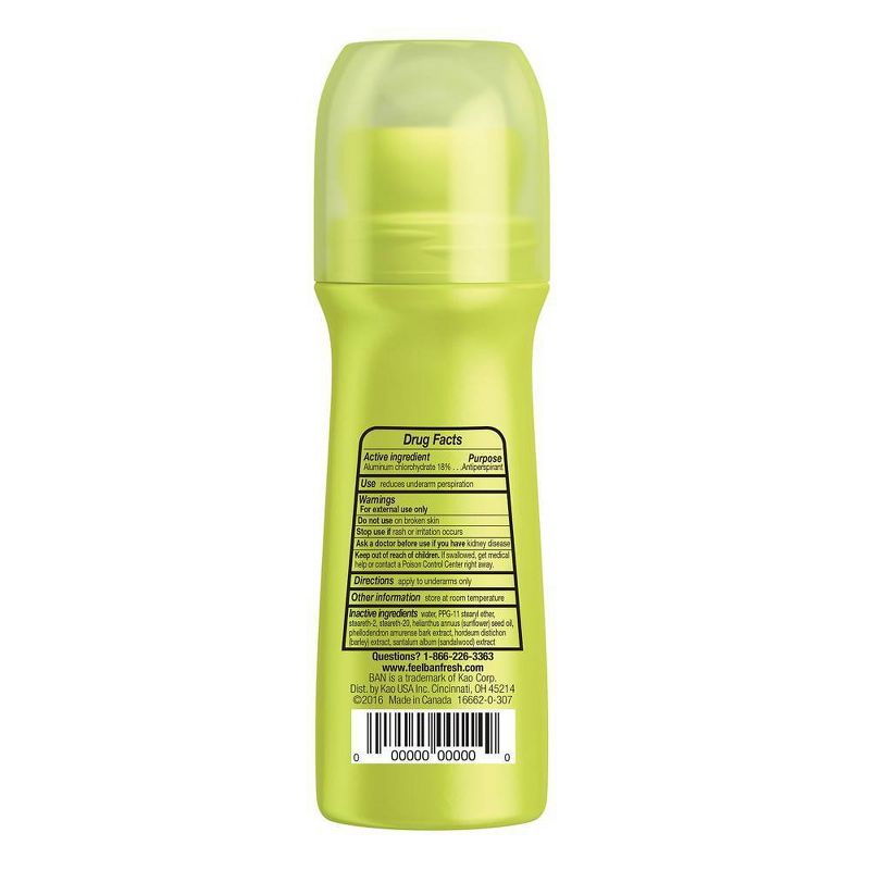 Ban Roll-On Unscented Antiperspirant &#38; Deodorant for Women and Men - 3.5oz