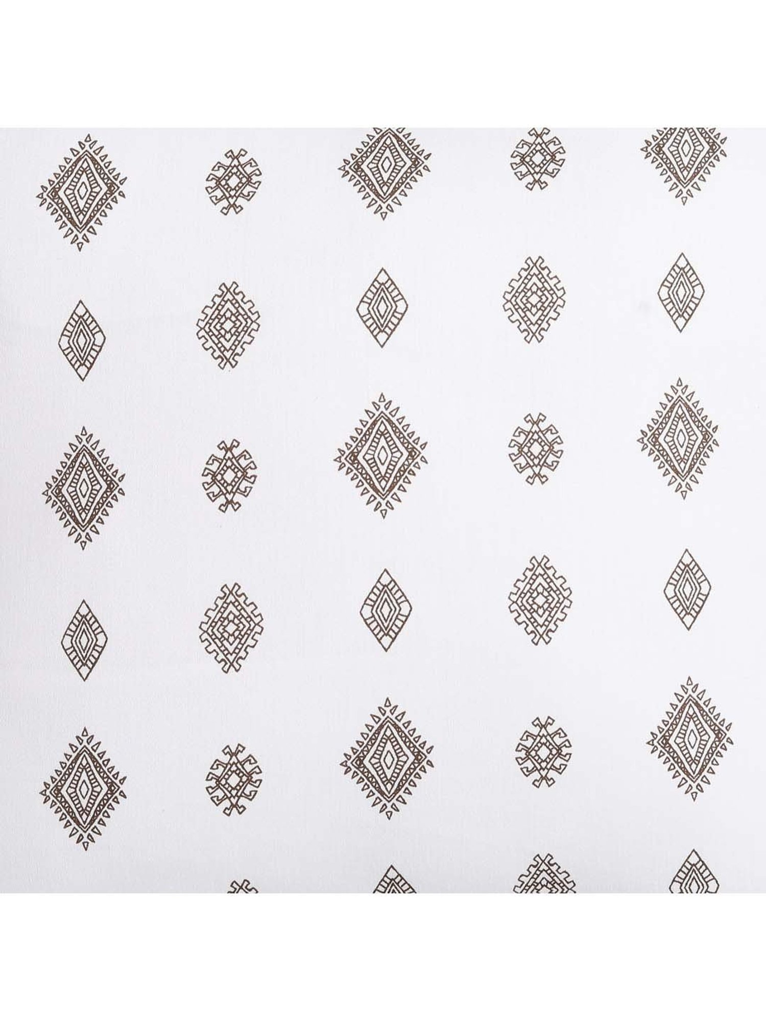 Swayam White & Brown Cotton 240 TC Cushion Covers - Set of 2