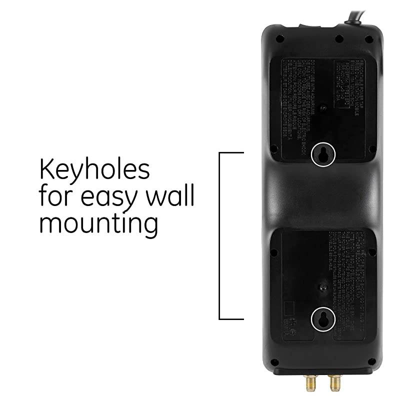 Pro Sur Protector 8 Outlet Power Strip 4ft Extension Cord 3 PhoneDslModem Line Ports 2 CableCoax Ports 3 Extra Wide Adapter Spaced Outlets Flat Plug 2100 Joules Black 14095