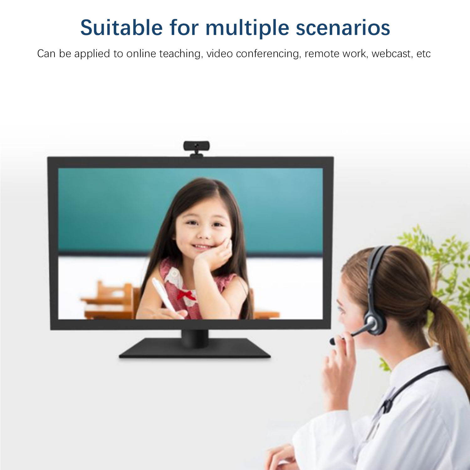 PTN 1080P Webcam,2K HD Webcam with Microphone, 360&deg; Rotation Computer Webcam, Plug & Play, for Online Calling,Conferencing, Zoom,Skype,Facetime,YouTube, Laptop,Desktop