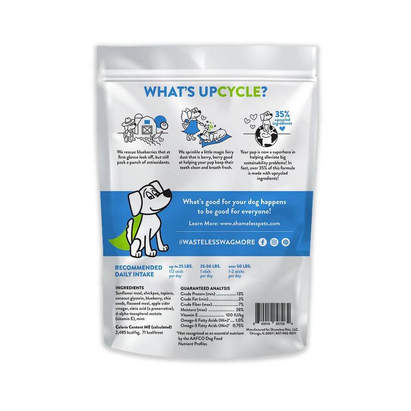 Shameless Pets Tooth Berry Flavor Dental Stick Dog Treats - 8ct