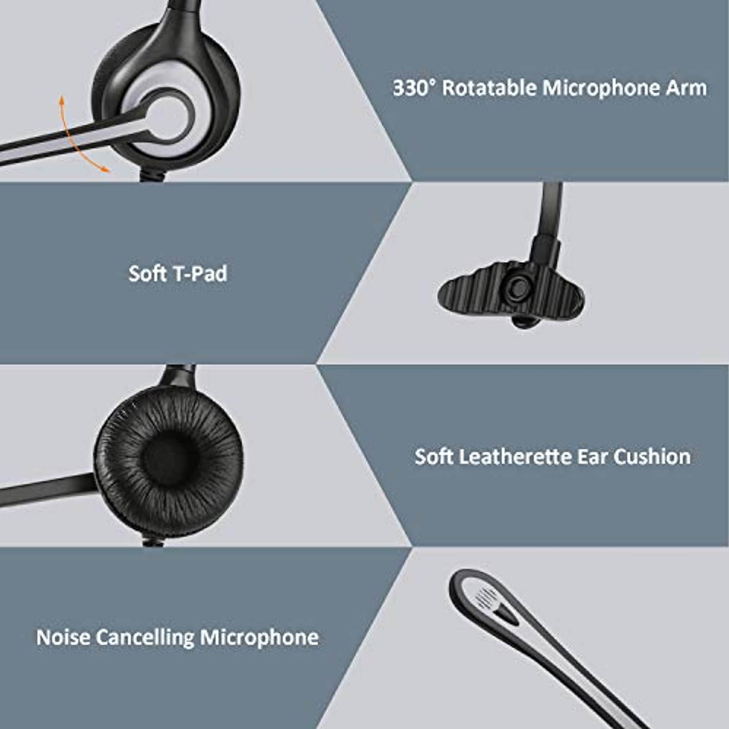 Wantek Cell Phone Headset with Microphone, 3.5mm Computer Headphone for iPhone Samsung PC Tablet, Laptop Headset for Skype Webinar Business Call Center Office, Super Lightweight (V600M1)