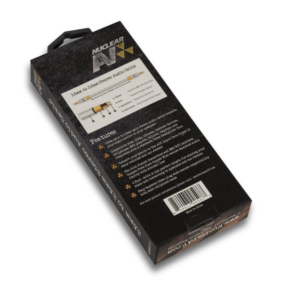 NuclearAV Meson AUX Cable - 3.5mm to 3.5mm Stereo Audio Cable